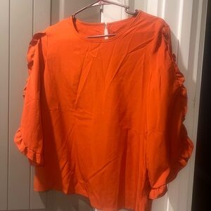 Orange Boxy Ruffled Blouse